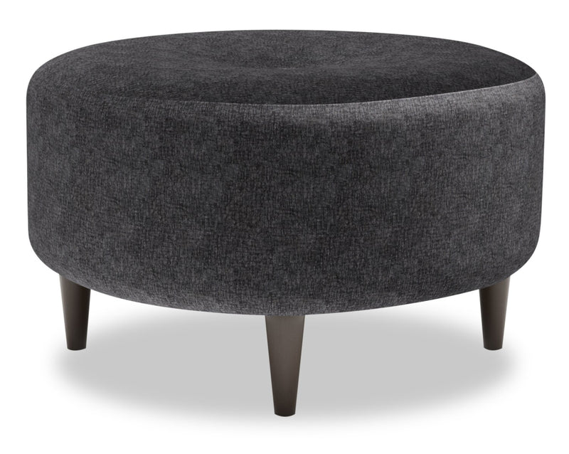Pouf personnalisable The Curve de Sofa Lab de 31 po fabriqué au Canada en tissu de chenille - gris Luxury Charcoal