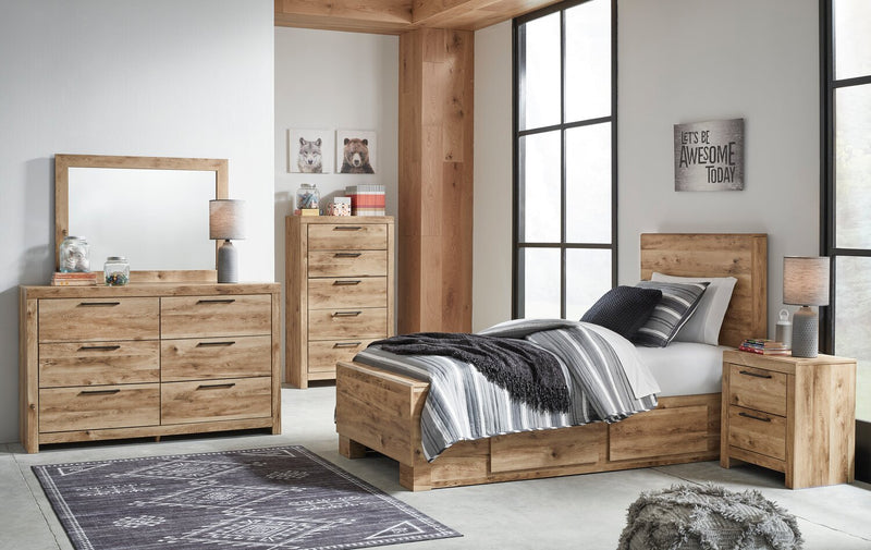 Commode Derekson de 58,7 po (L) x 36,4 po (H) à 6 tiroirs pour la chambre à coucher - naturelle