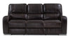 Sofa à inclinaison électrique Sterling en cuir véritable avec appuie-tête électrique - brun