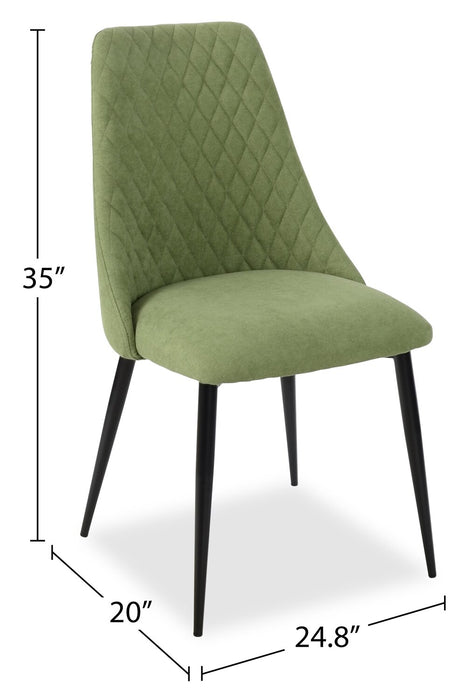Chaise de salle à manger Miya en tissu de polyester et en métal - vert mousse
