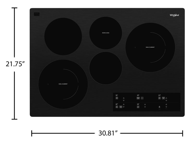 Surface de cuisson électrique Whirlpool de 30 po à 5 éléments - noire - WCE97US0KB