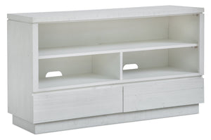 Table de salon moderne Emir de 52 po avec rangement et tablette - bois blanc albâtre