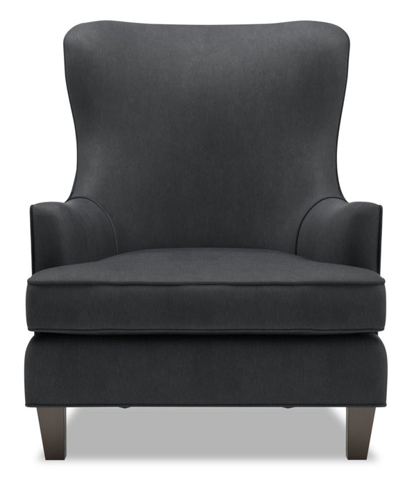 Fauteuil d’appoint à oreilles Sofa Lab personnalisable de 32 po fabriqué au Canada en tissu d’apparence lin - gris Pax Pepper