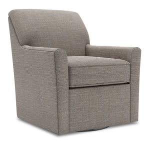 Fauteuil d’appoint pivotant Sofa Lab personnalisable de 31 po fabriqué au Canada en tissu d’apparence lin - gris Luna Smoke