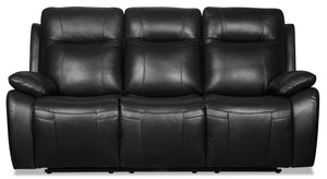 Kora Genuine Leather Power Reclining Sofa - Black | Sofa à inclinaison électrique Kora en cuir véritable - noir