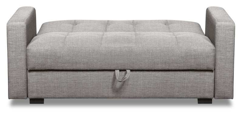 Futon Weston de 55 po en tissu d’apparence lin avec mécanisme Klik Klak et rangement - gris acier