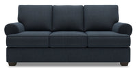  Sofa Roll de Sofa Lab de 86 po fabriqué au Canada en tissu d’apparence lin avec accoudoirs enroulés - bleu Luna Sailor 
