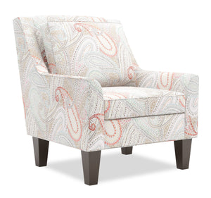 Fauteuil d’appoint club Sofa Lab personnalisable de 29 po fabriqué au Canada en tissu avec pattes en bois - Eden multicolore