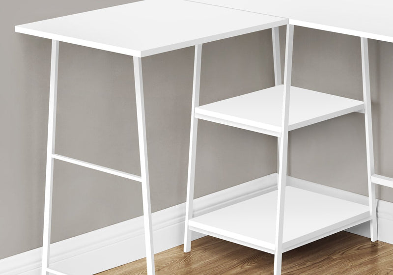 Bureau en forme de L Evlin de 42 po à tablettes - blanc