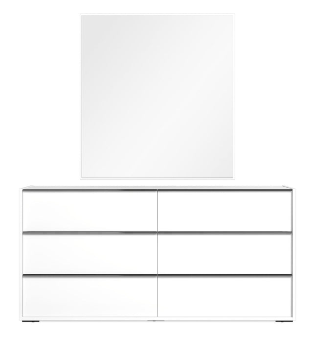 Miroir de commode de chambre à coucher Raia - fabriqué en Italie - blanc