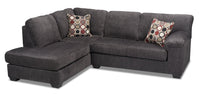  Sofa sectionnel de gauche Morty 2 pièces fabriqué au Canada en tissu de chenille avec coussins décoratifs - gris