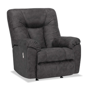 Fauteuil berçant à inclinaison électrique 4703 en tissu d'apparence cuir - ranger ardoise