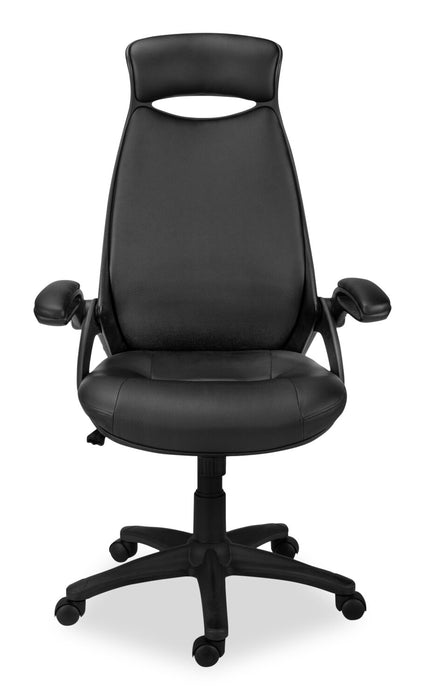 Fauteuil président Kegan de 28 po en similicuir - noir 