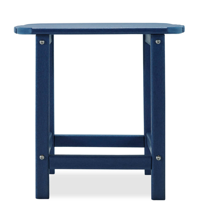 Table de bout Bask pour la terrasse à l’extérieur - 15 po (L), plastique à haute densité, résistante aux rayons UV et aux intempéries - bleue