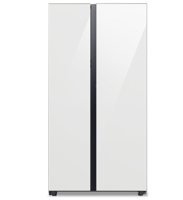 Réfrigérateur Samsung de 22,6 pi³ et de 36 po à compartiments juxtaposés avec zone de boissons Beverage CenterMC - verre blanc - RS23CB760012AA