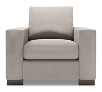  Fauteuil Track de Sofa Lab de 38 po fabriqué au Canada en tissu d’apparence lin avec accoudoirs rectilignes - gris Pax Slate 