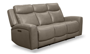 Sofa à inclinaison électrique Prescott en cuir véritable - gris