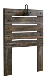  Tête de lit à panneau Abby avec éclairage à DEL et ports USB, brune - format lit simple