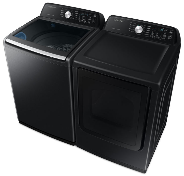 Laveuse à chargement par le haut de 5,3 pi³ et sécheuse électrique de 7,4 pi³ de Samsung - acier inoxydable noir
