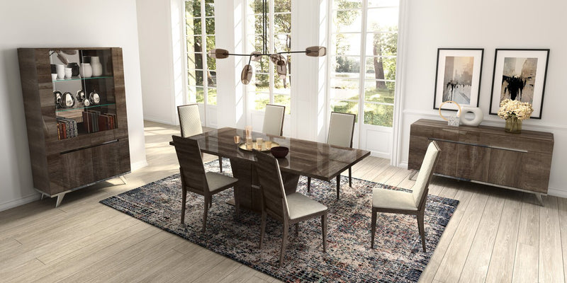 Ensemble de salle à manger Gino 5 pièces avec table et 4 chaises - fabriqué en Italie, rallonge de 63 po à 86 po (L), moderne - brun