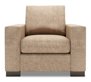 Fauteuil Track de Sofa Lab personnalisable de 38 po fabriqué au Canada en tissu de chenille avec accoudoirs rectilignes - taupe Luxury Taupe