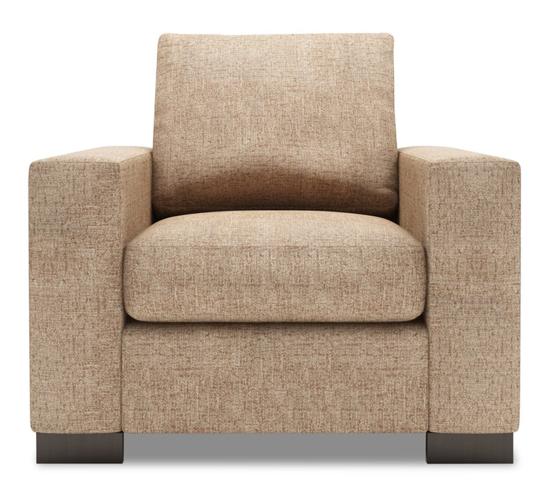 Fauteuil Track de Sofa Lab personnalisable de 38 po fabriqué au Canada en tissu de chenille avec accoudoirs rectilignes - taupe Luxury Taupe