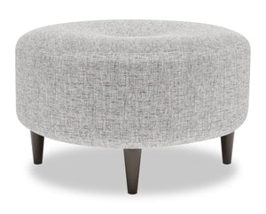Pouf personnalisable The Curve de Sofa Lab de 31 po fabriqué au Canada en tissu d’apparence lin - gris Luna Domino