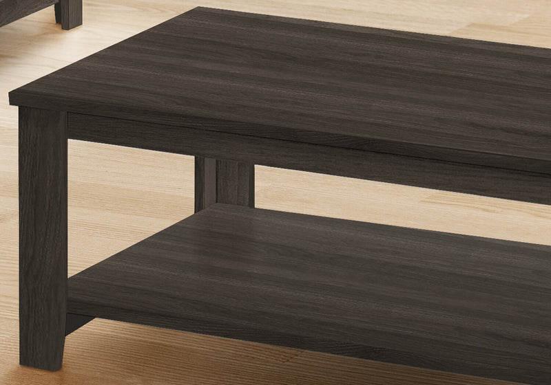 Ensemble 3 tables traditionnelles Lincoln de 42 po (table à café et 2 tables de bout) avec tablette - brun-noir 