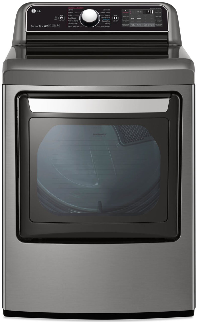 LG 7.3 Cu. Ft. TurboSteam™ Dryer with EasyLoad™ Dual-Opening Door - DLEX7900VE - Dryer in Stainless Steel