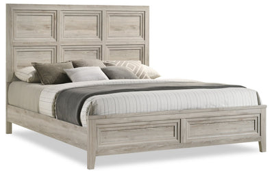 Lara Panel Bed with Headboard & Frame, Antique Grey - King Size | Lit à panneau Lara avec tête de lit et cadre de lit, gris antique - format très grand lit