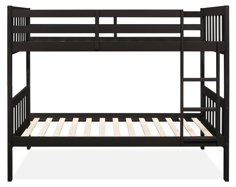 Lits superposés Miko pour enfants avec échelle et garde-corps, espresso - simple et simple