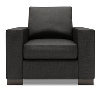  Fauteuil Track de Sofa Lab de 38 po fabriqué au Canada en tissu d’apparence lin avec accoudoirs rectilignes - gris Luna Kohl 