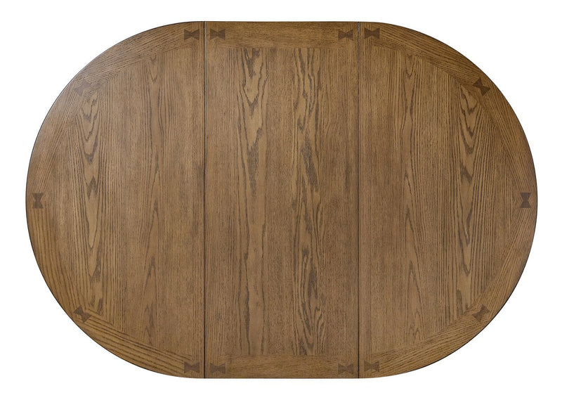 Table de salle à manger ronde Dena de 42 po à 60 po (L) avec rallonge - chêne brun