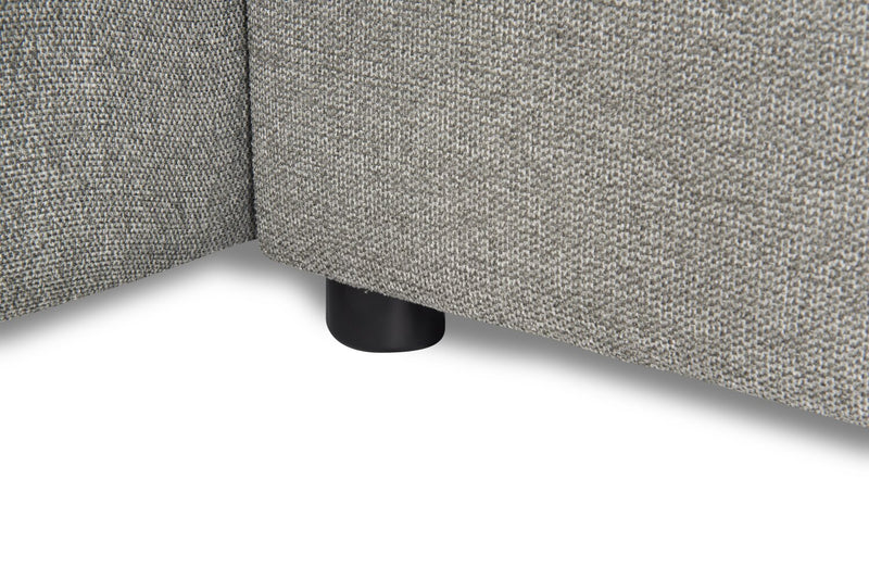 Sofa sectionnel de gauche Savvy 2 pièces en tissu d’apparence lin avec appuie-têtes réglables, porte-gobelets et port USB - gris