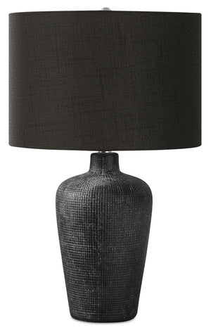 Lampe de table de 24 po en céramique avec abat-jour noir - noire