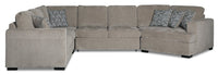  Sofa-lit sectionnel Izzy 4 pièces en chenille avec fauteuil arrondi de droite - platine 