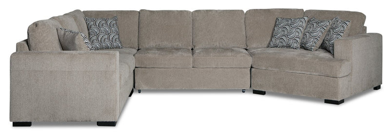 Izzy 4-Piece Chenille Sleeper Sectional with Right-Facing Cuddler - Platinum