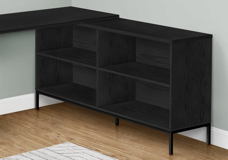 Bureau en forme de L Sean de 60 po à 3 tiroirs et 4 compartiments - noir