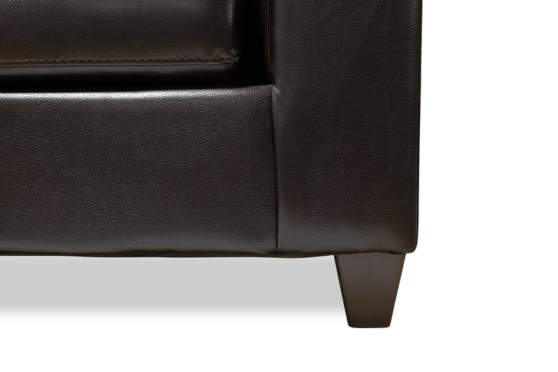 Sofa sectionnel de droite Addison 2 pièces fabriqué au Canada en similicuir avec coussins de siège amovibles - mûre