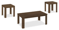Ensemble 3 tables traditionnelles Remy de 44 po (table à café et 2 tables de bout) - brun