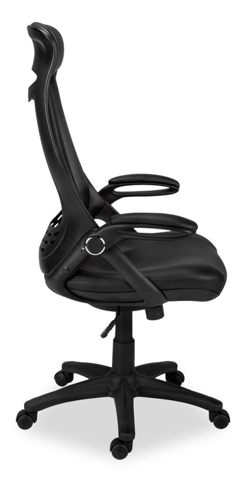 Fauteuil président Kegan de 28 po en similicuir - noir 