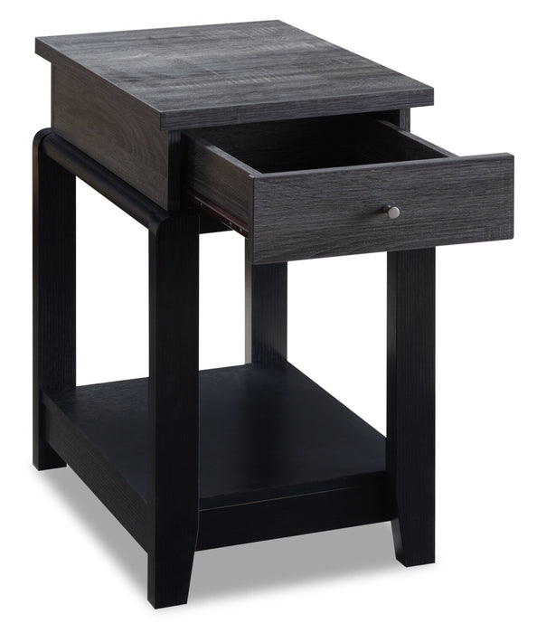Table de fauteuil Torry de 13,75 po avec tiroir - gris vieilli