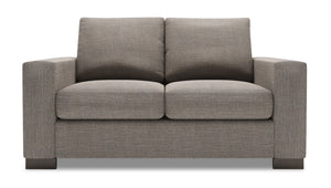 Causeuse personnalisable Track de Sofa Lab de 62 po fabriquée au Canada en tissu d’apparence lin avec accoudoirs rectilignes - gris Luna Smoke