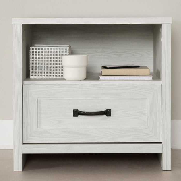 Table de nuit Dove de 23,8 po (L) x 22,5 po (H) à 1 tiroir, fabriquée au Canada - blanche