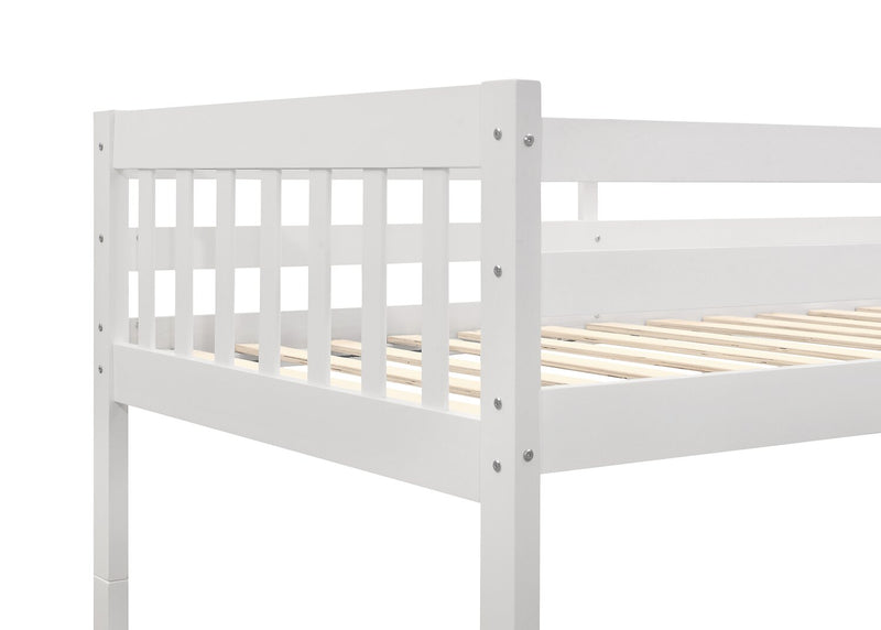 Lits superposés Miko pour enfants avec échelle et garde-corps, blanc - simple et simple