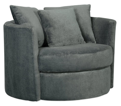 Midi Chenille Swivel Cuddler Chair - Plush Thunder 