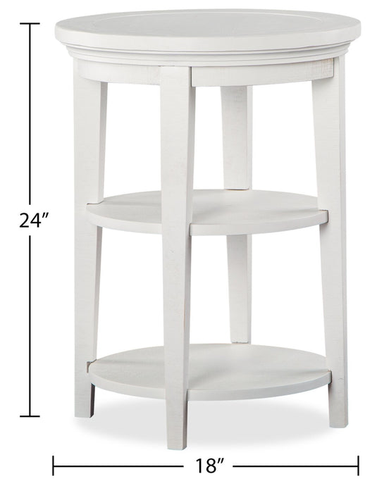 Table de bout ronde traditionnelle Heron Cove de 18 po avec tablette - pin blanc