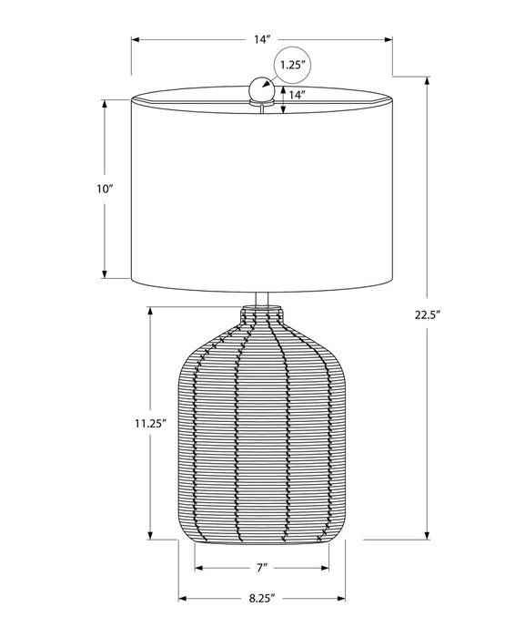 Lampe de table de 23 po en rotin noir