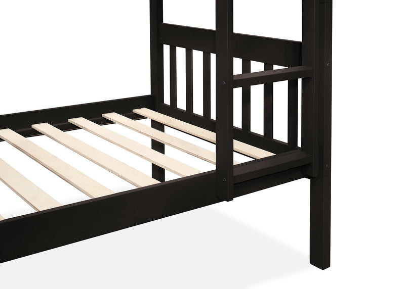 Lits superposés Miko pour enfants avec échelle et garde-corps, espresso - simple et simple