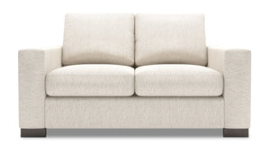 Causeuse personnalisable Track de Sofa Lab de 62 po fabriquée au Canada en tissu d’apparence lin avec accoudoirs rectilignes - beige Luxury Sand